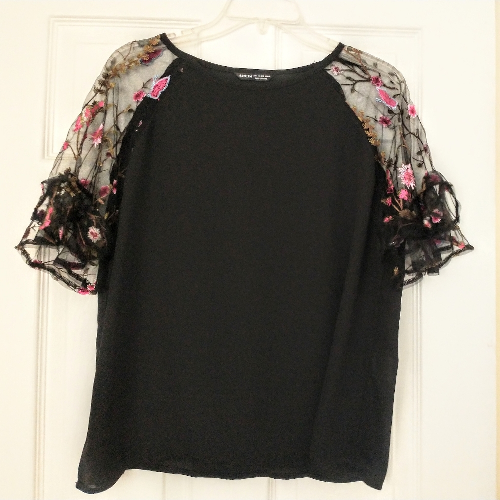 Shein Women's Blouse Floral Sleeves L